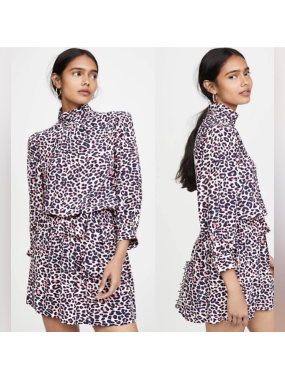 Zadig & Voltaire Pink and Black Leopard-Print Mini Dress